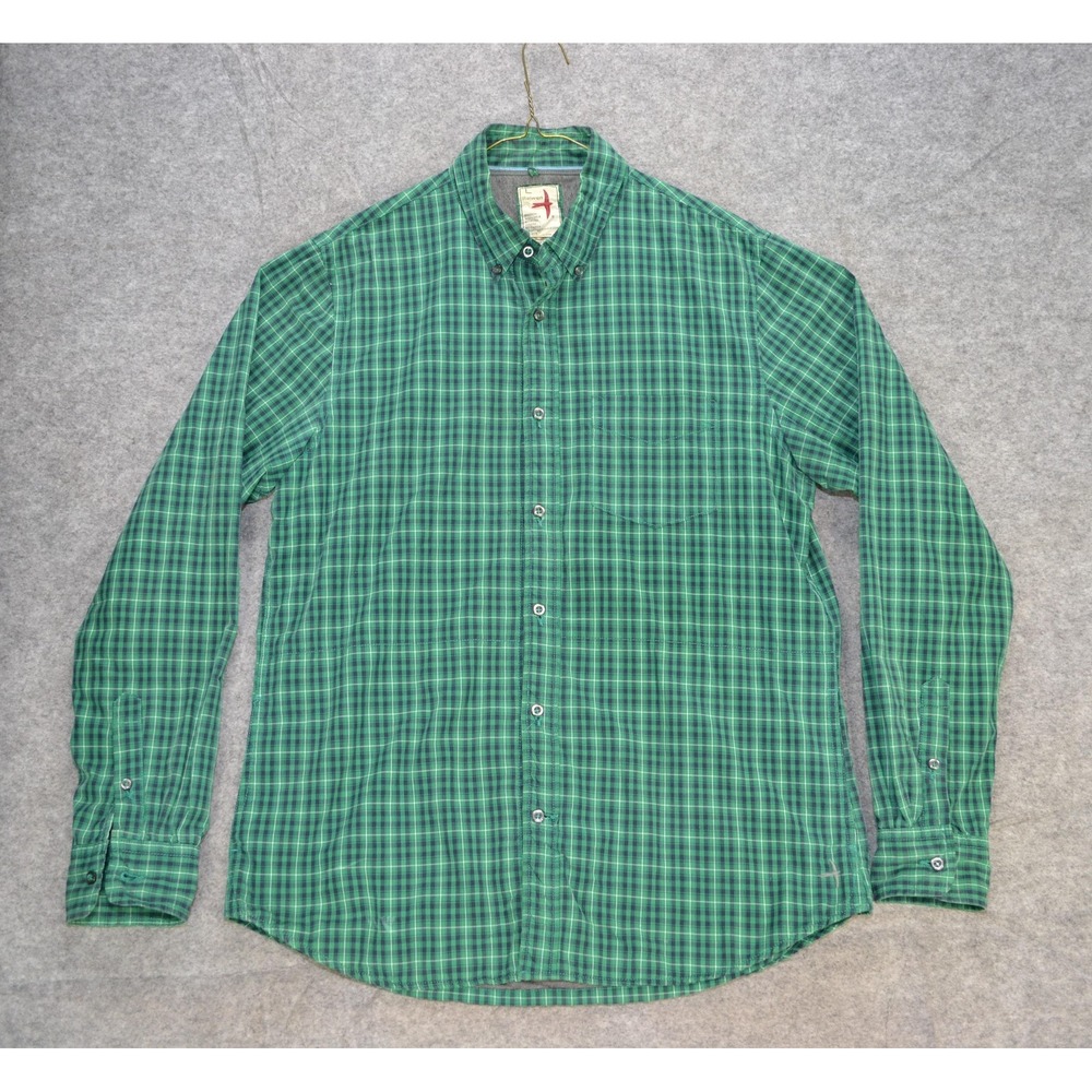 Relwen Shirt Mens Large Green Plaid Button Down‎ Lined Long Sleeve Pocket Casual